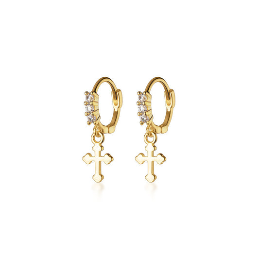 Temperament Sweet And Glossy Cross Earring Jewelry