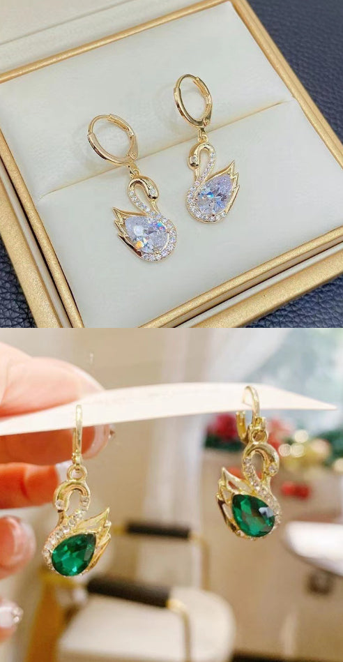 Premium Rhinestone Swan Earrings