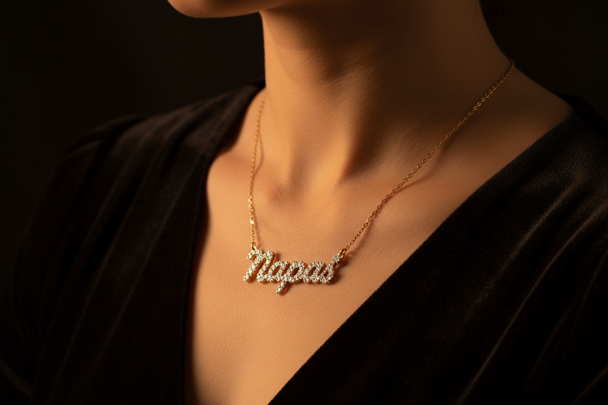 Babygirl Diamond Name Necklace — Gold Pendant