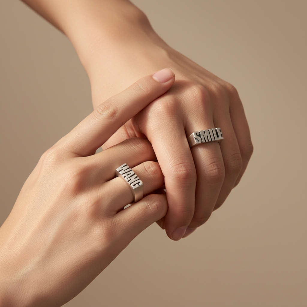 Customized Alphabet Couple Ring – Personalized Sterling Silver Love Ring