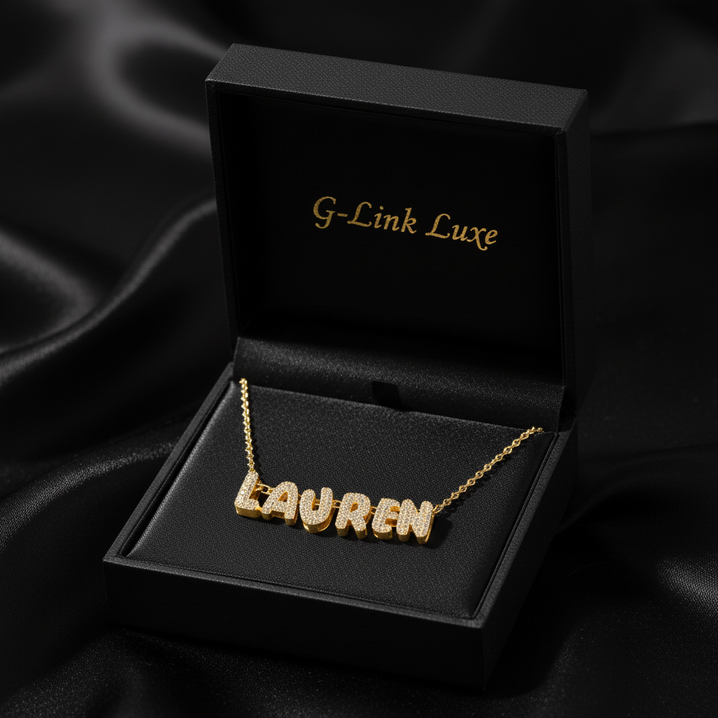 Crystal Bubble Name Necklace — Personalized 3D Letter Pendant