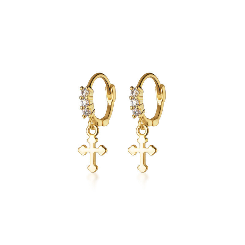Temperament Sweet And Glossy Cross Earring Jewelry