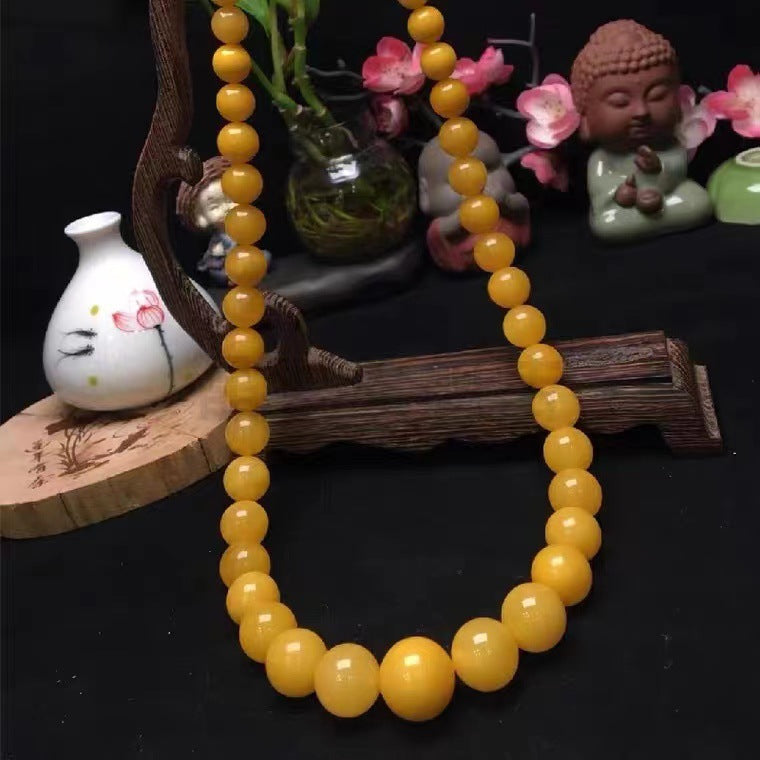 Amber Beeswax Bead Necklace – Graduated Clavicle Chain