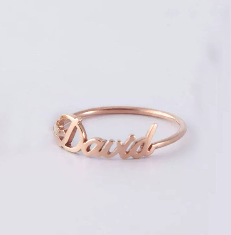 Customized English Alphabet Stainless Steel Name Ring