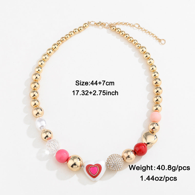 Peach Pearl Heart Charm Bracelet