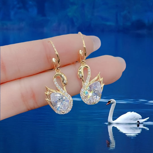Premium Rhinestone Swan Earrings