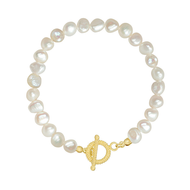 Exquisite Baroque With Real Gold Plated Pearl Bracelet