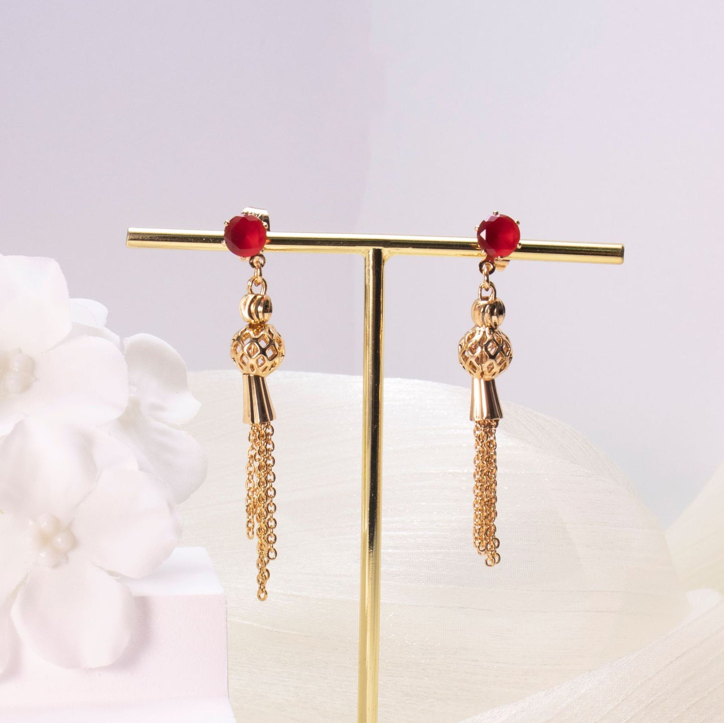 Luxe Diamond Tassel Drop Earrings - 18K Gold Plated Statement Jewelry