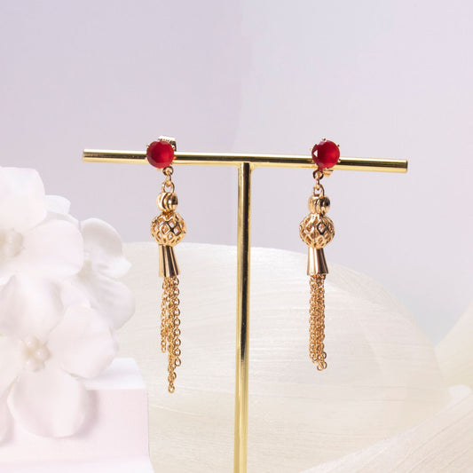 Luxe Diamond Tassel Drop Earrings - 18K Gold Plated Statement Jewelry