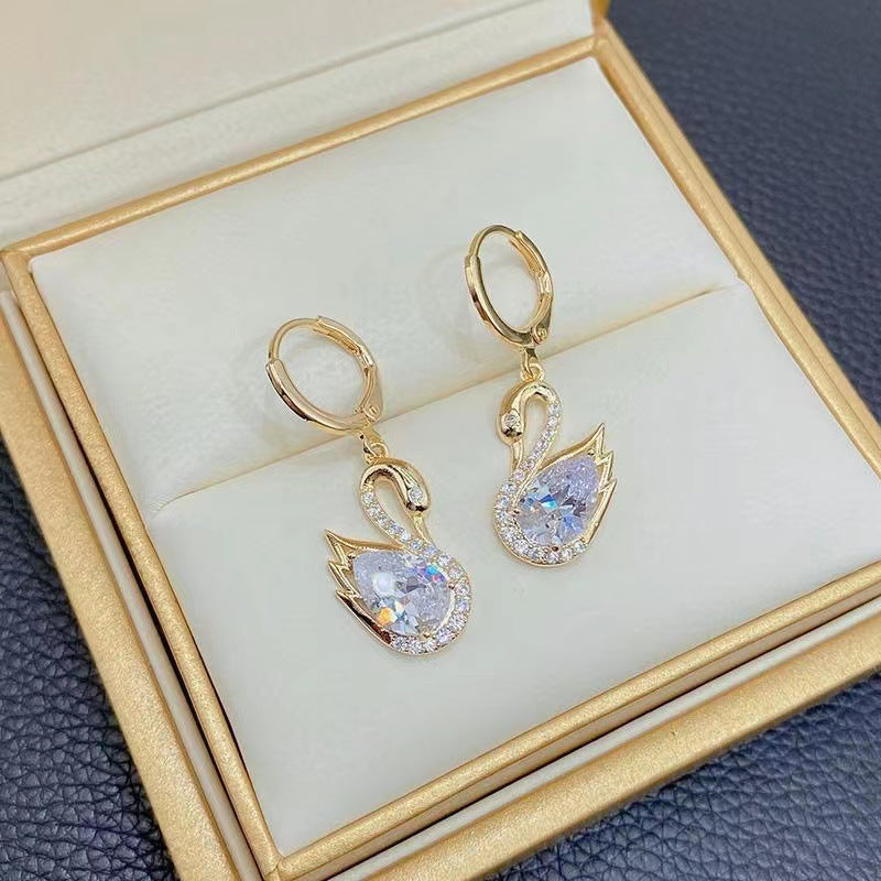 Premium Rhinestone Swan Earrings