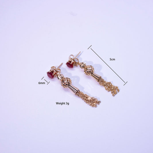 Luxe Diamond Tassel Drop Earrings - 18K Gold Plated Statement Jewelry