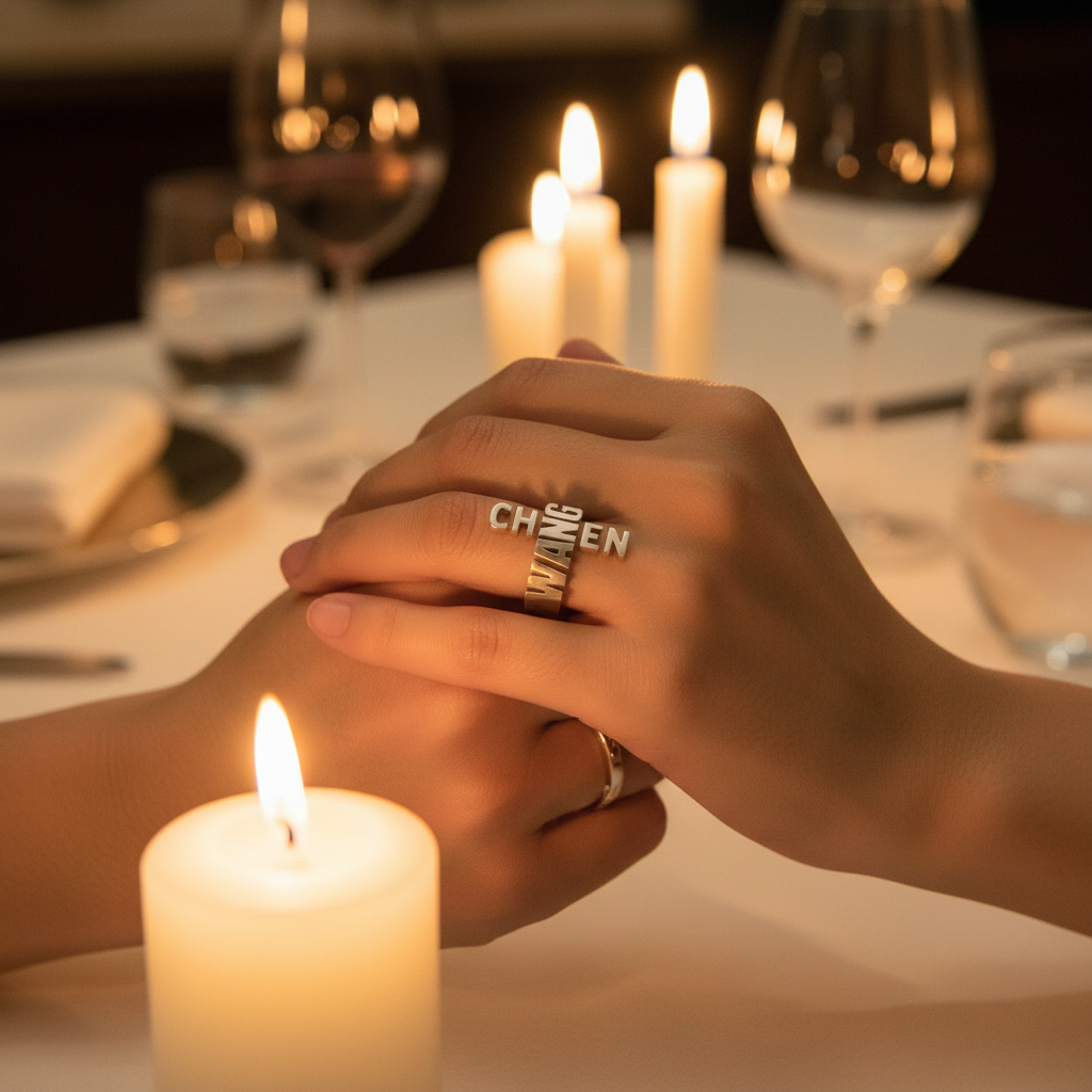 Customized Alphabet Couple Ring – Personalized Sterling Silver Love Ring