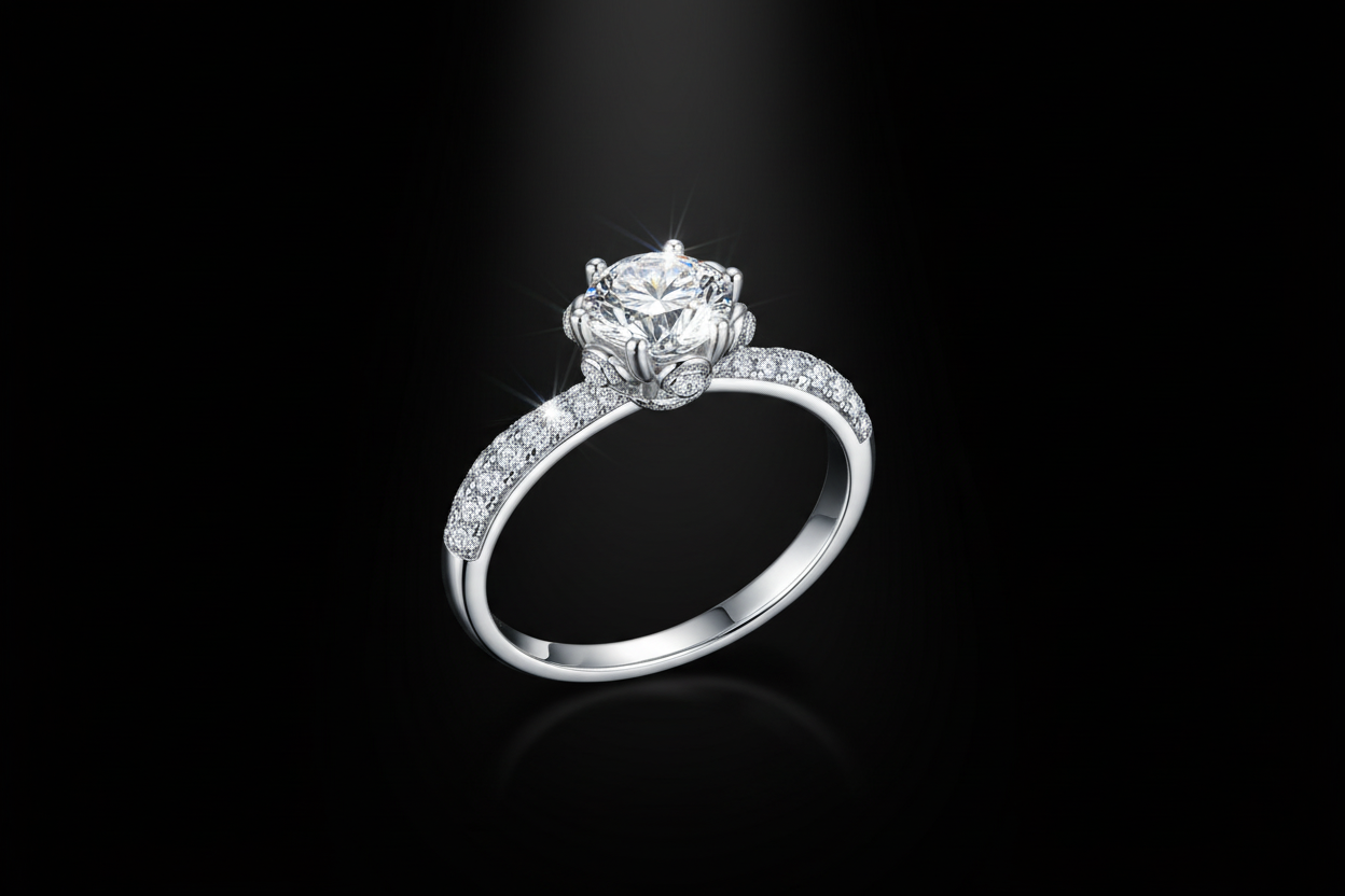 Eternal Light – Sparkling 1-Carat Moissanite Ring for Timeless Elegance