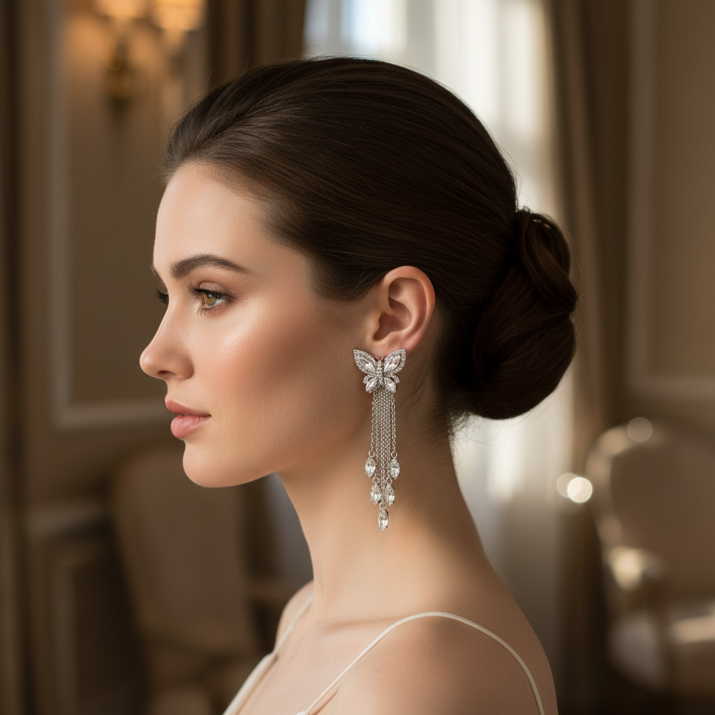 Butterfly Tassel Drop Earrings – S999 Pure Silver