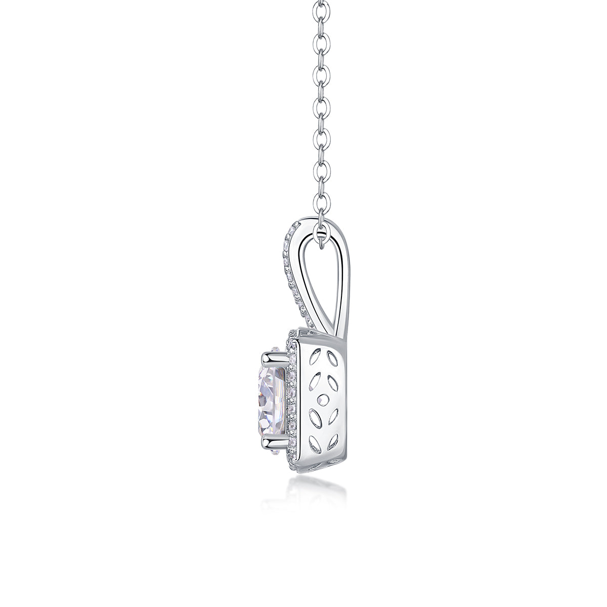 1Crown™ Imperial Square 2-Carat Moissanite Pendant in Platinum-Plated S925 Sterling Silver