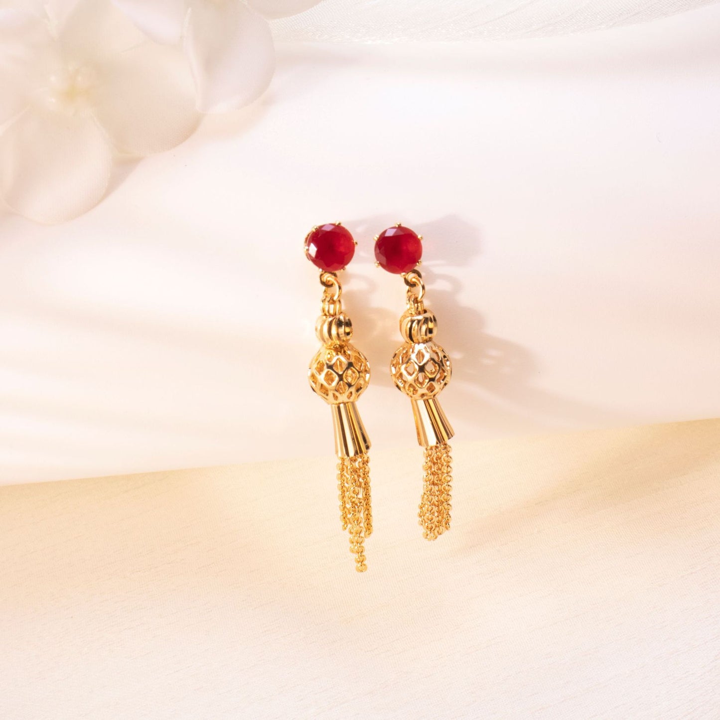 Luxe Diamond Tassel Drop Earrings - 18K Gold Plated Statement Jewelry