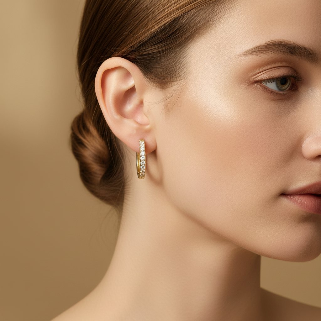 Sparkling Diamond Hoop Earrings – 925 Sterling Silver Luxury Design