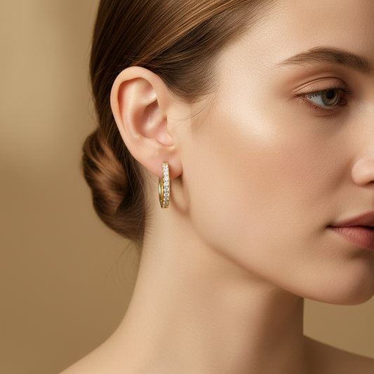 Sparkling Diamond Hoop Earrings – 925 Sterling Silver Luxury Design