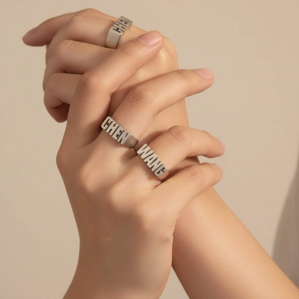 Customized Alphabet Couple Ring – Personalized Sterling Silver Love Ring