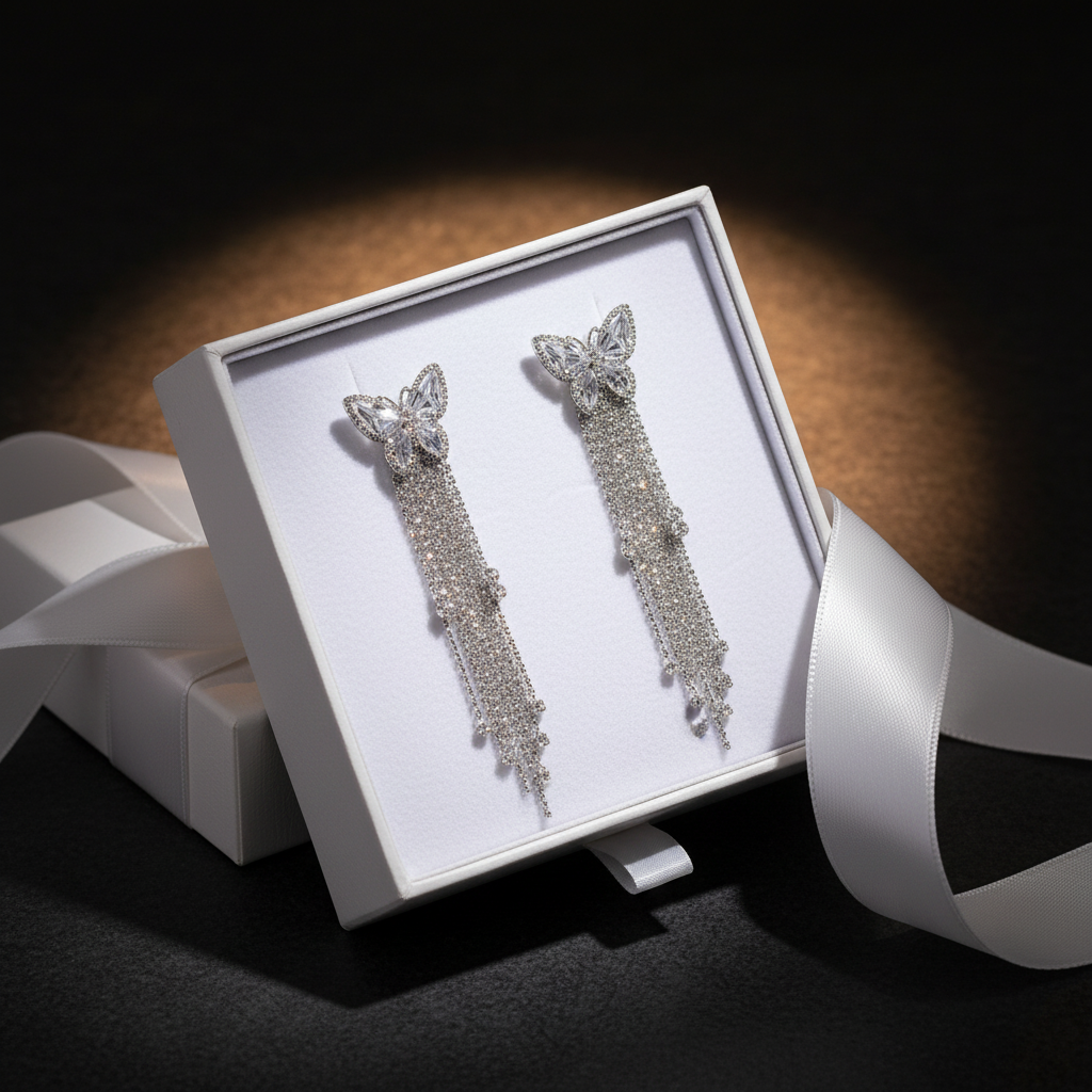 Butterfly Tassel Drop Earrings – S999 Pure Silver