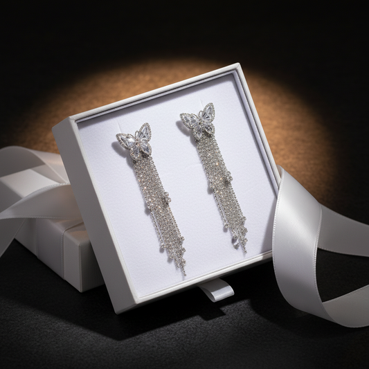 Butterfly Tassel Drop Earrings – S999 Pure Silver