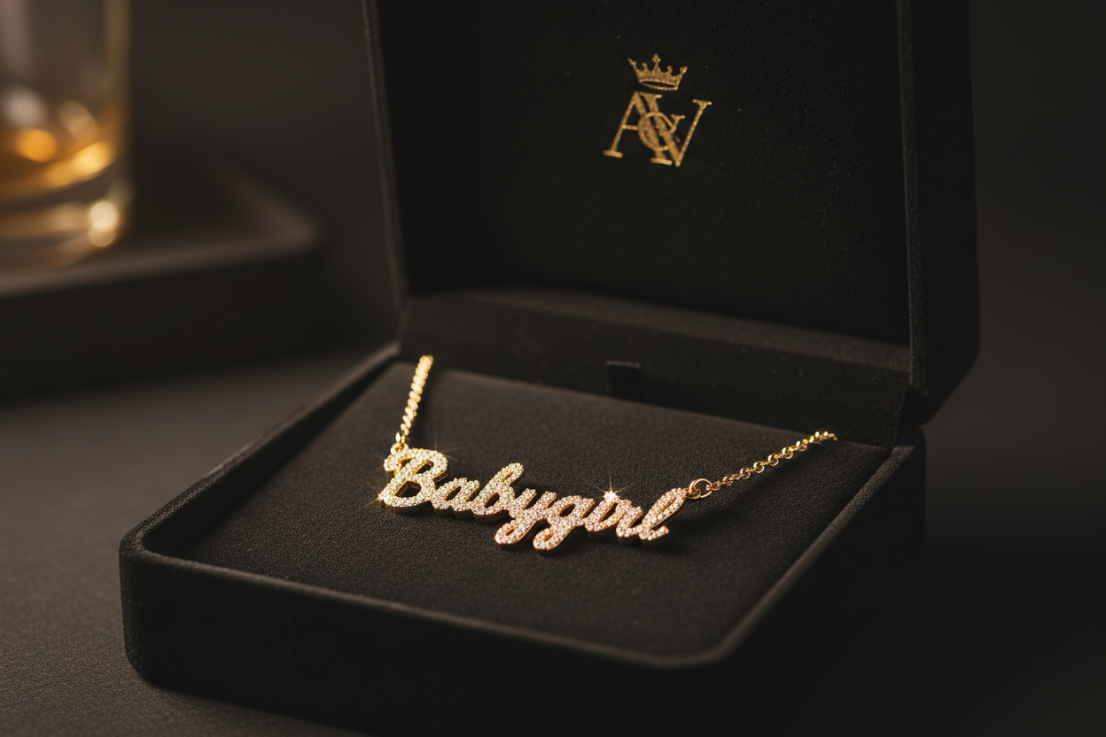 Babygirl Diamond Name Necklace — Gold Pendant
