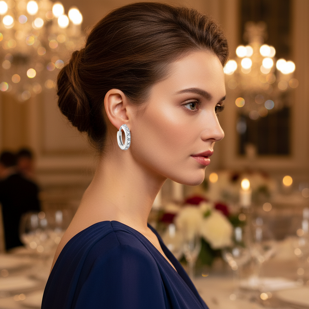 Sparkling Diamond Hoop Earrings – 925 Sterling Silver Luxury Design