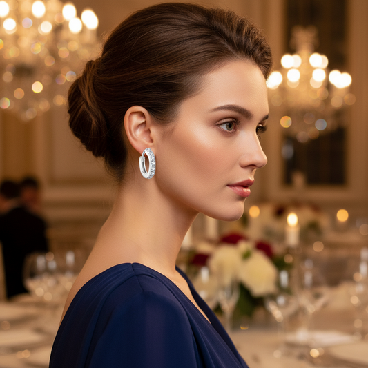Sparkling Diamond Hoop Earrings – 925 Sterling Silver Luxury Design