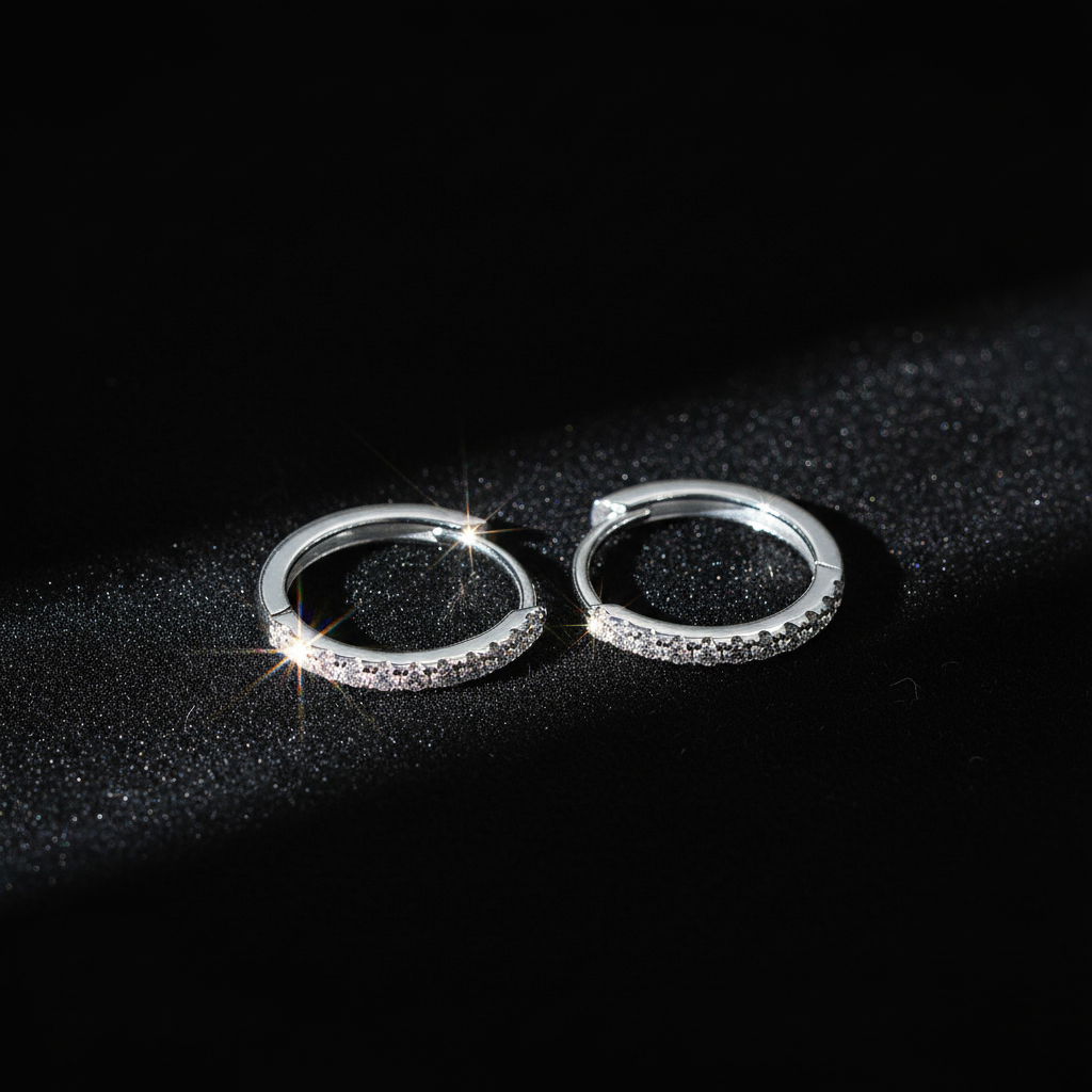 Sparkling Diamond Hoop Earrings – 925 Sterling Silver Luxury Design