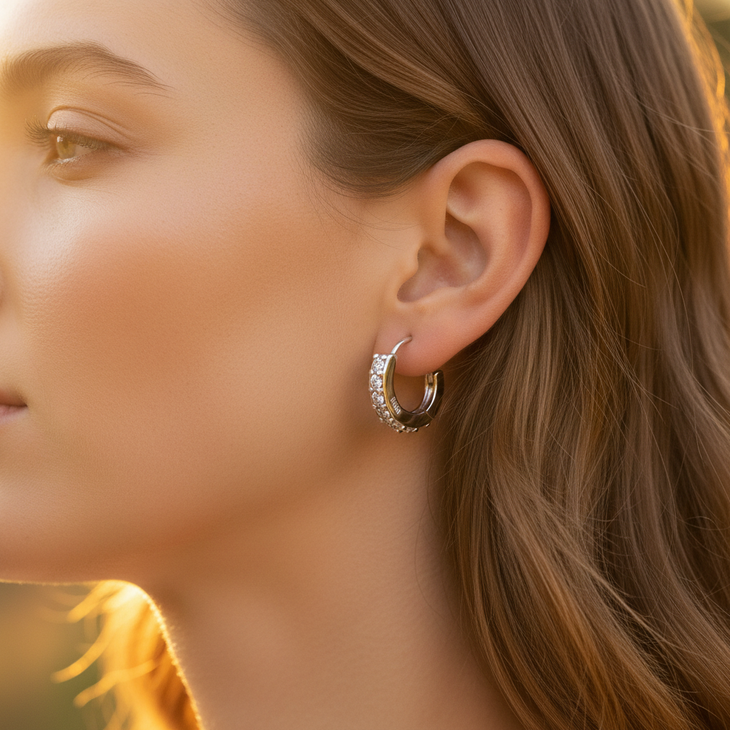 Sparkling Diamond Hoop Earrings – 925 Sterling Silver Luxury Design