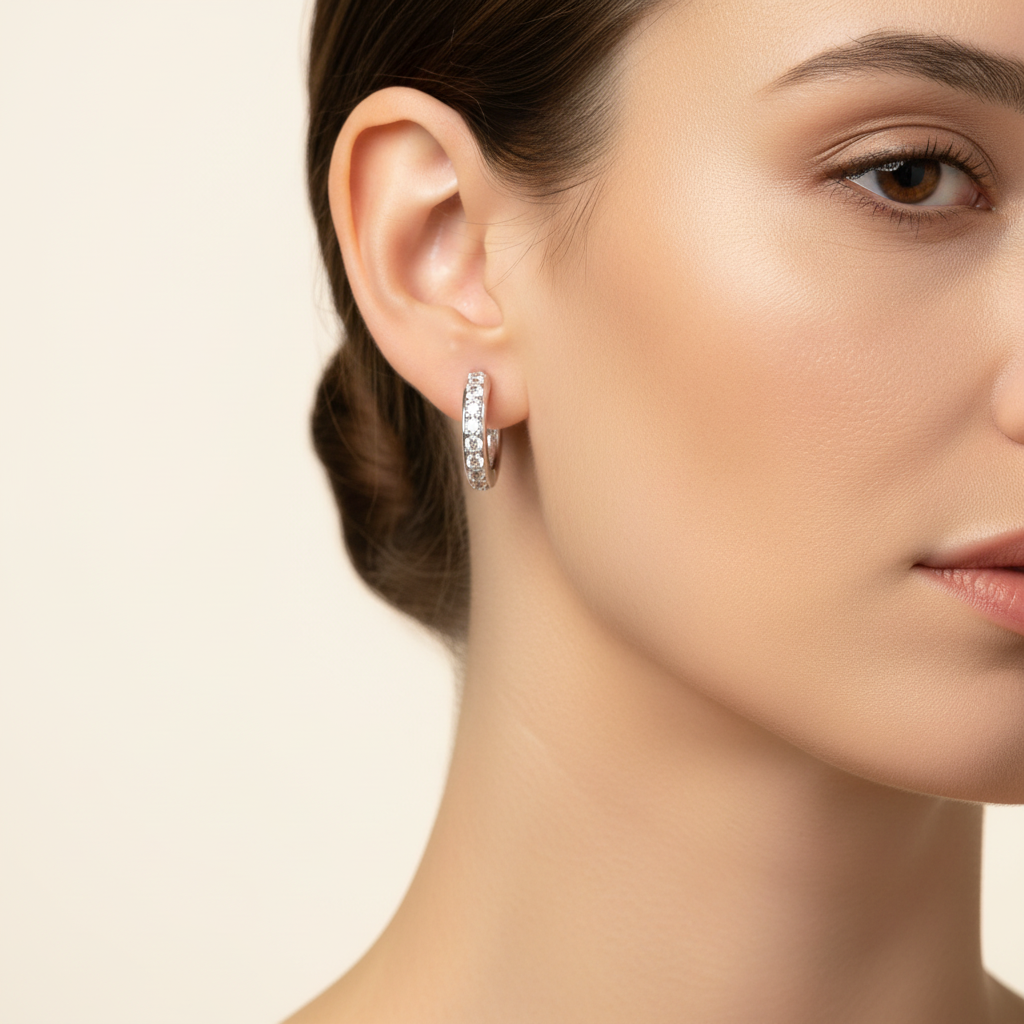 Sparkling Diamond Hoop Earrings – 925 Sterling Silver Luxury Design