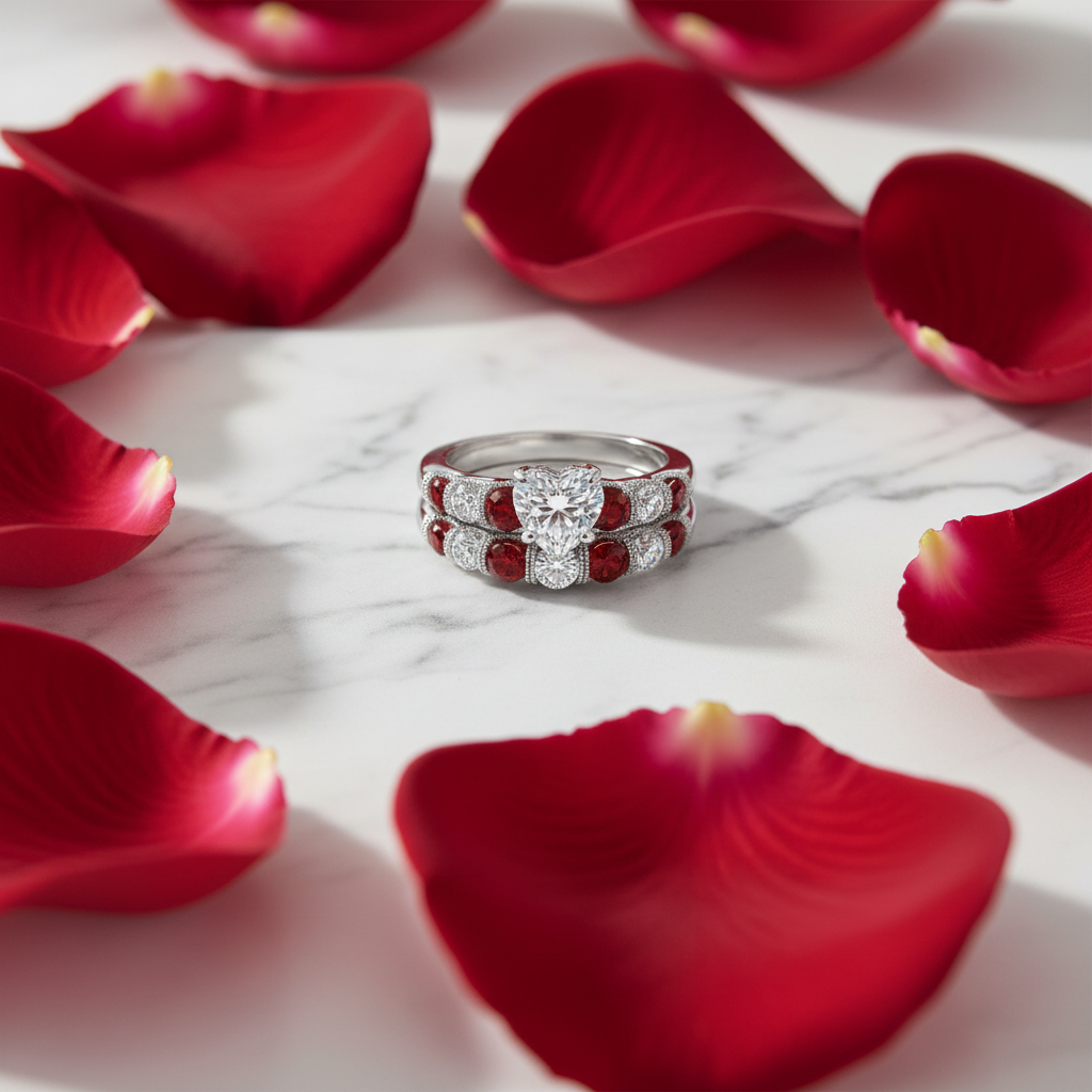 Sovereign Heart Ring – Rose Petals Marble