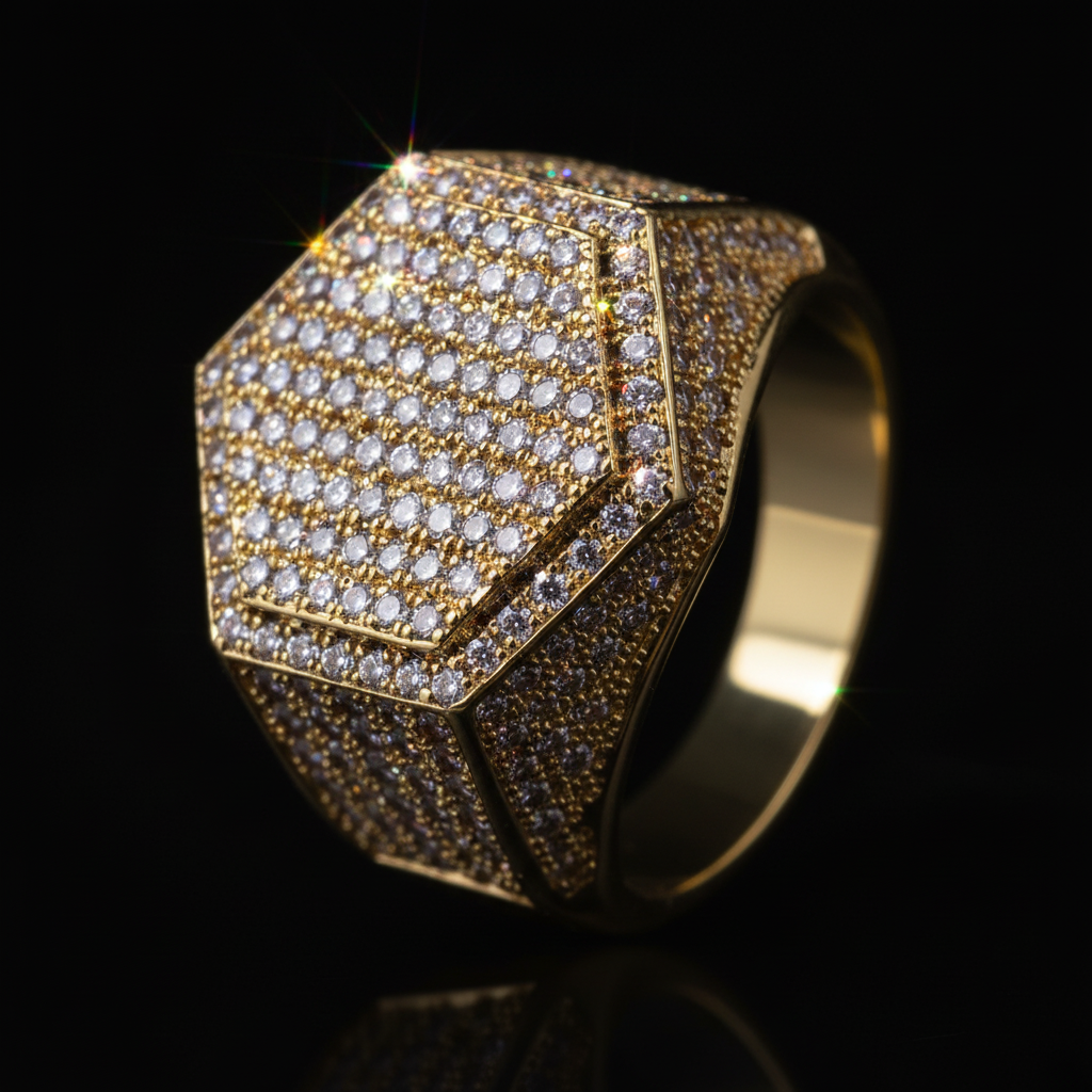 Iced Out Micro Pavé Ring – Macro Sparkle