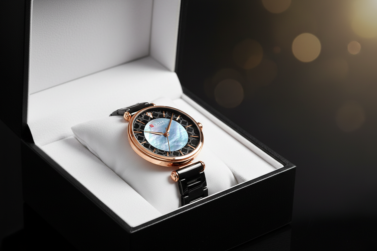Rose gold women's watch gift box