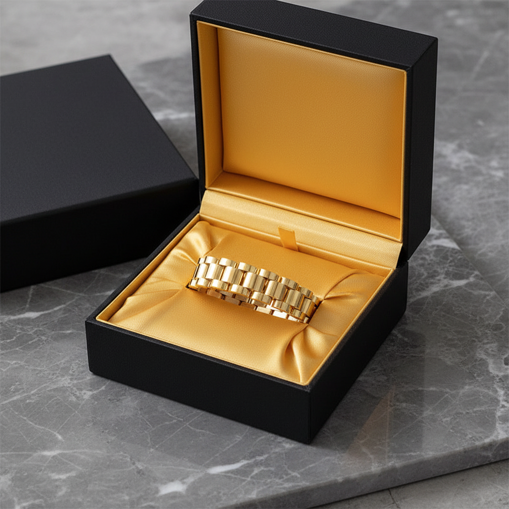 Geometric Titanium Steel Bracelet in luxury black gift box