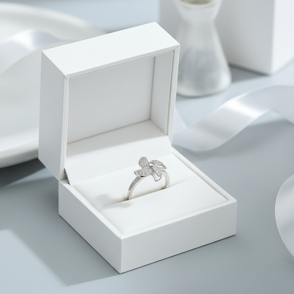 CZ Windmill Flower Ring – Luxury Gift Box
