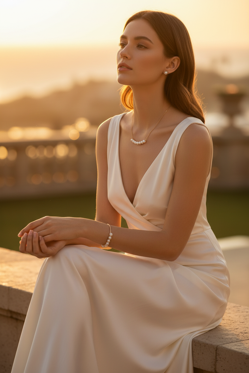 Lumière Pearl Set golden hour outdoor lifestyle