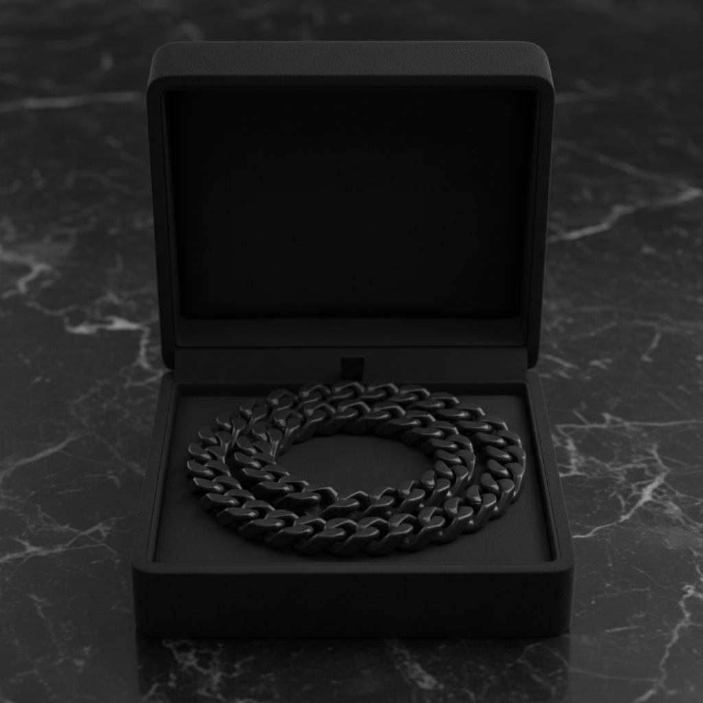Six-Sided Cuban Chain black gift box presentation