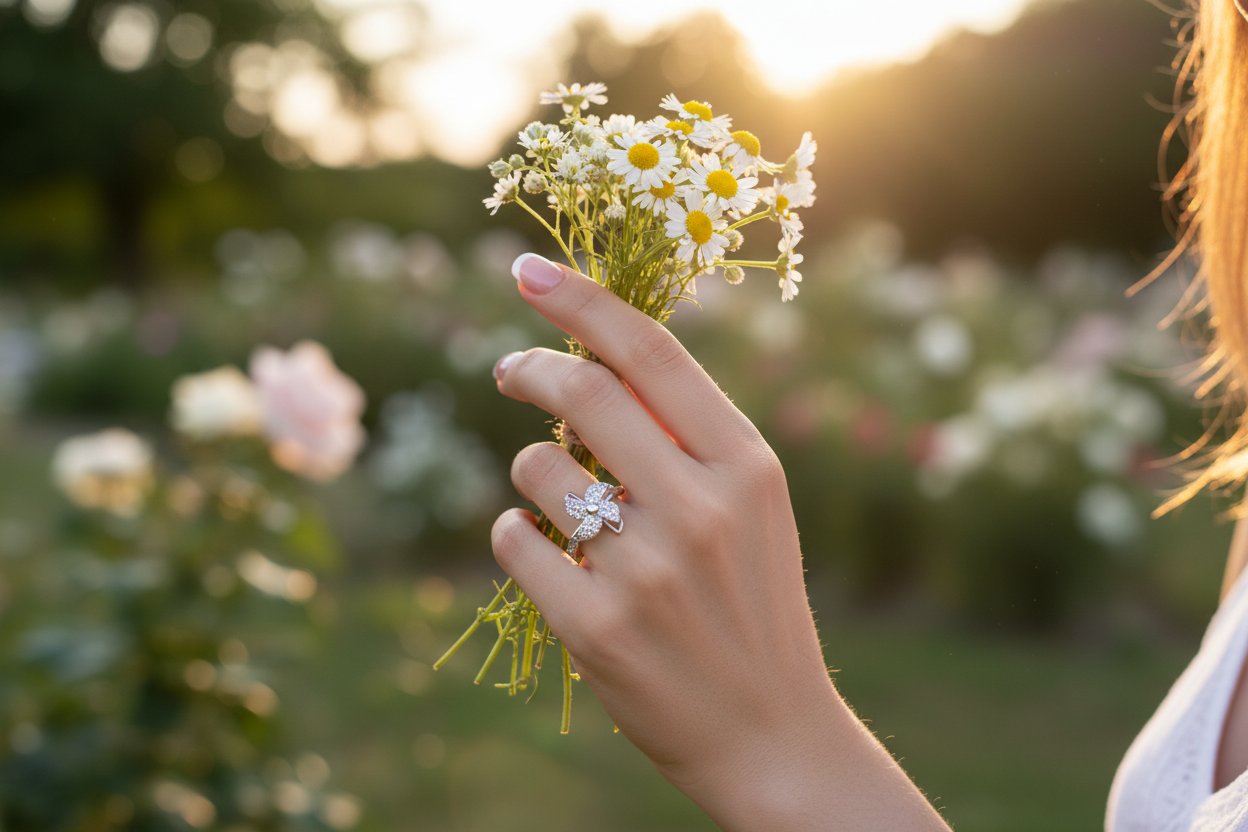 CZ Windmill Flower Ring – Garden Bouquet