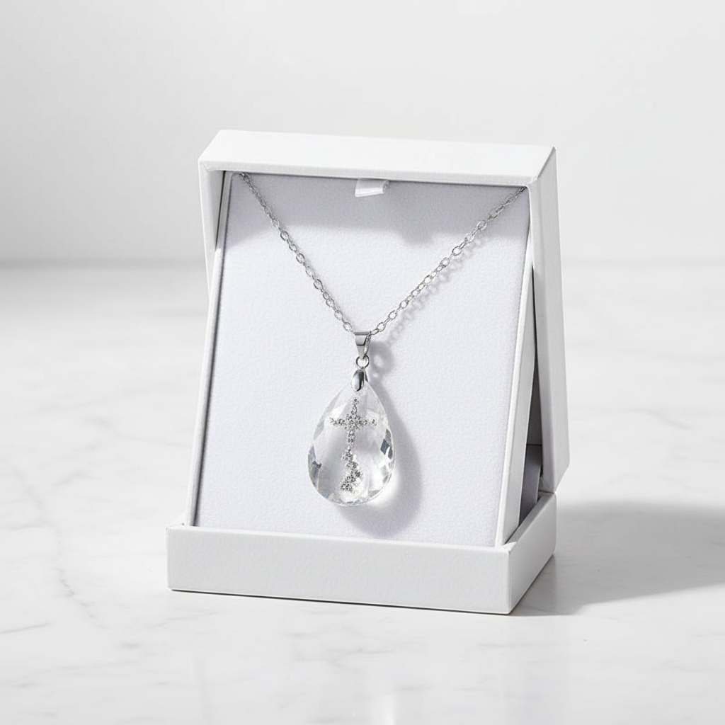 Simple Drop Pendant Necklace in luxury white gift box