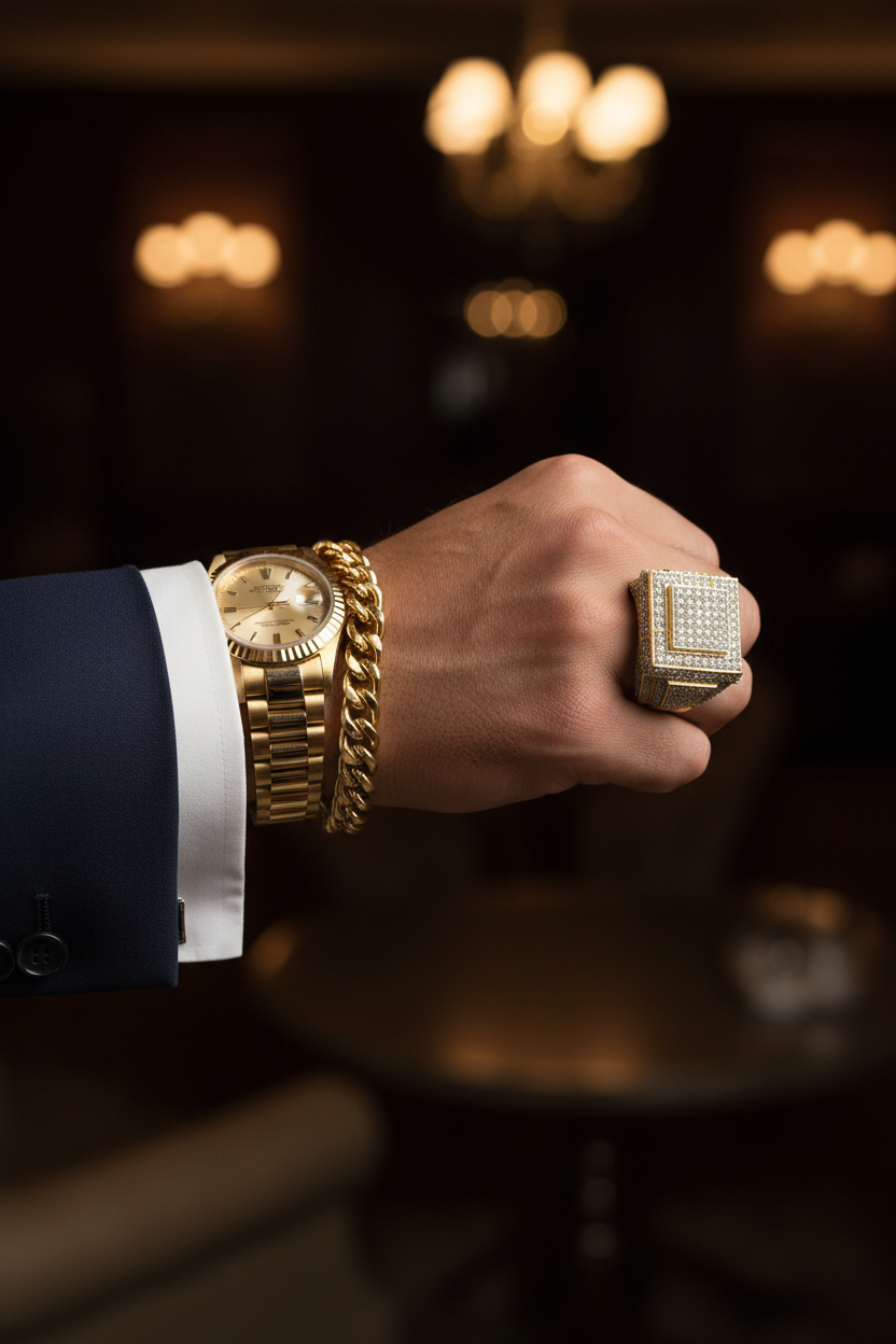 Imperial Geometric Ring – Gold Watch Stack