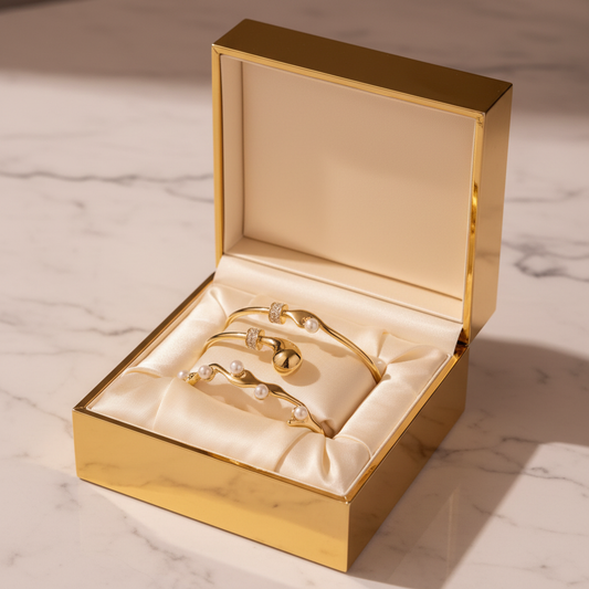 18K Gold Plated Geometric Bracelet in luxury gold gift box