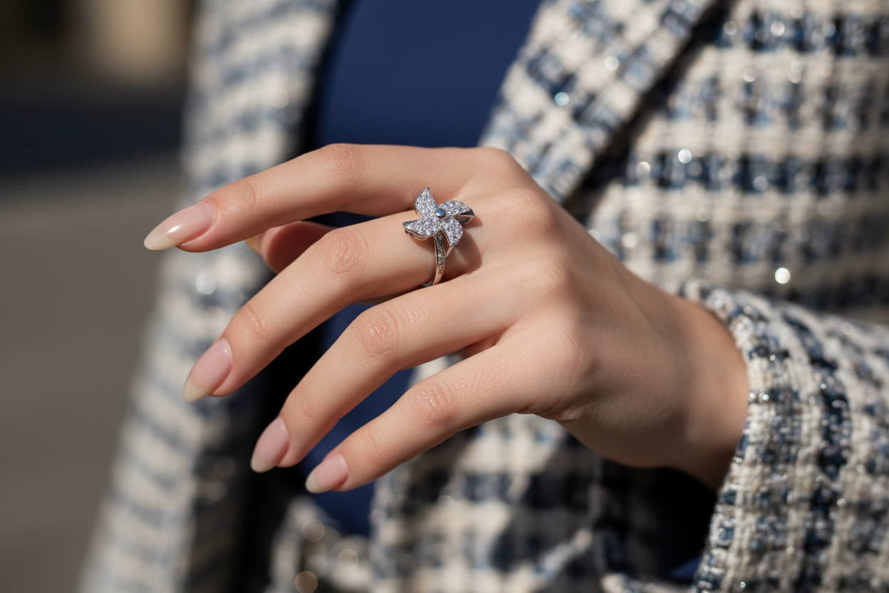 CZ Windmill Flower Ring – Street Style