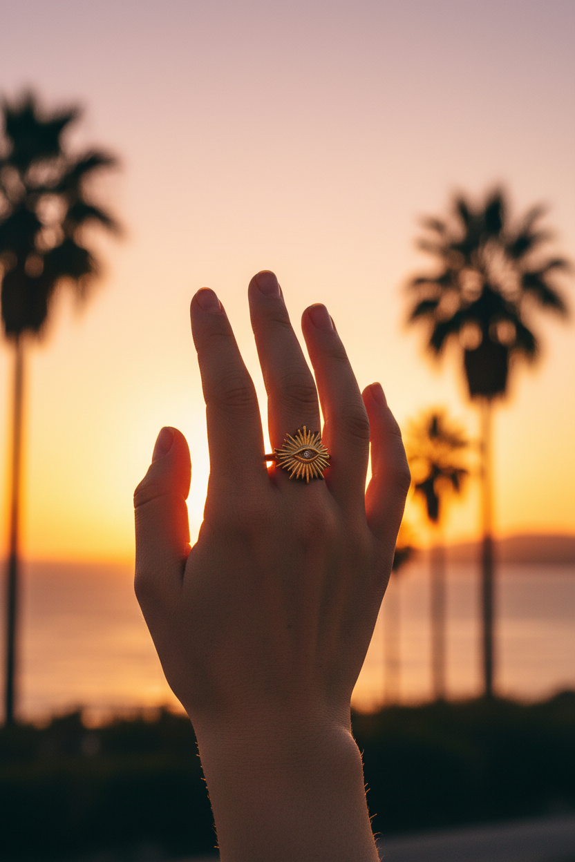 Solana Evil Eye Ring – Sunrise Sky