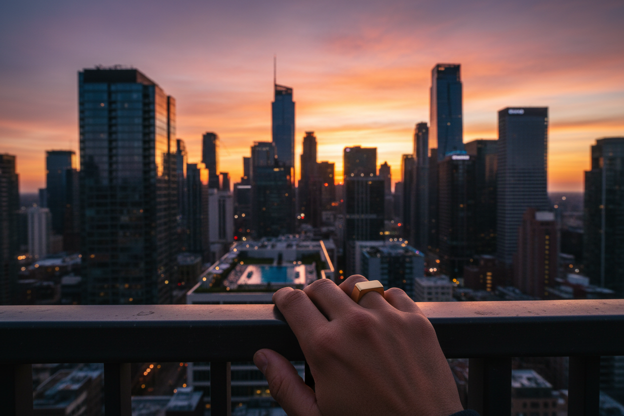Timeless Gold Signet Ring – Rooftop Sunset