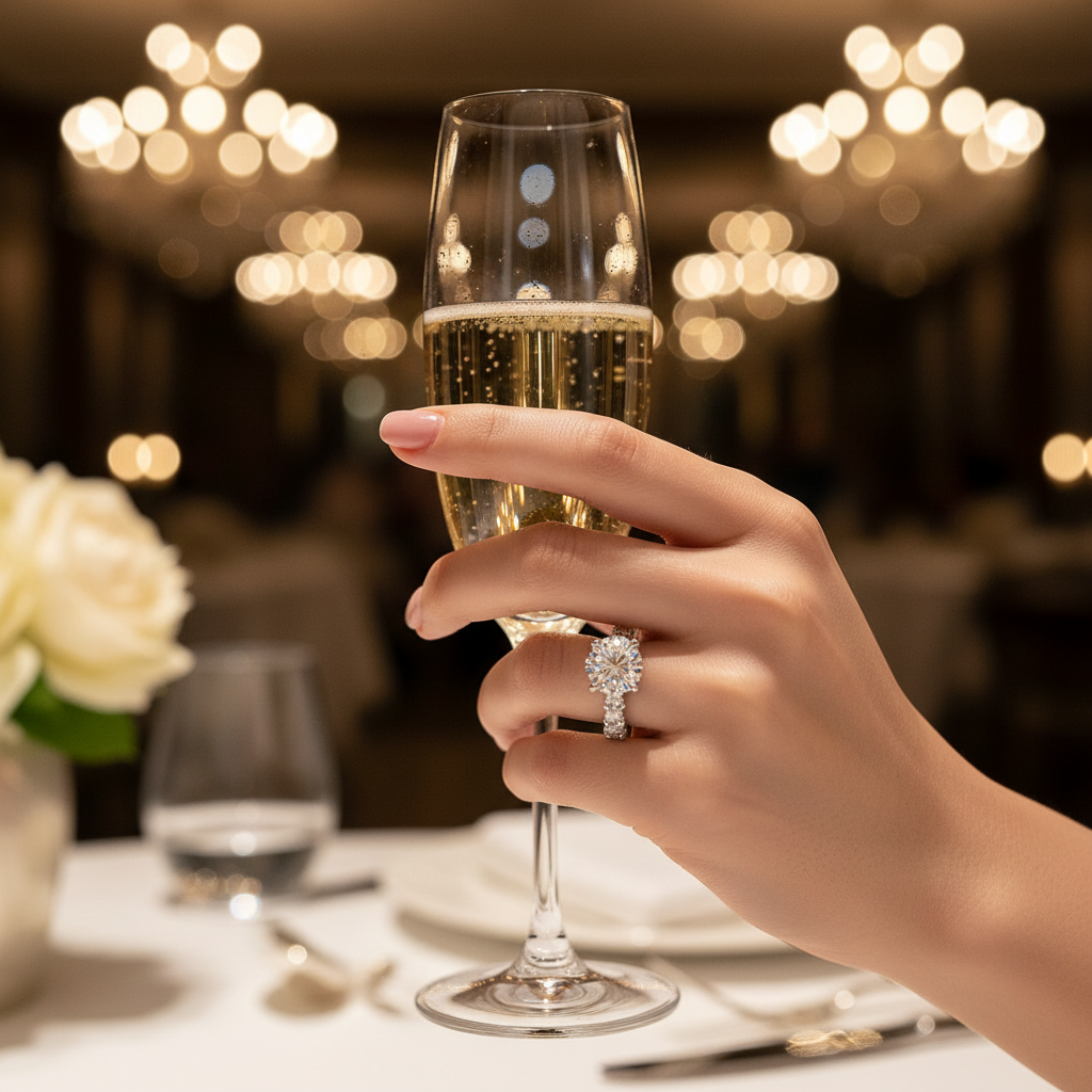 Fireworks Cut Moissanite Ring - champagne lifestyle