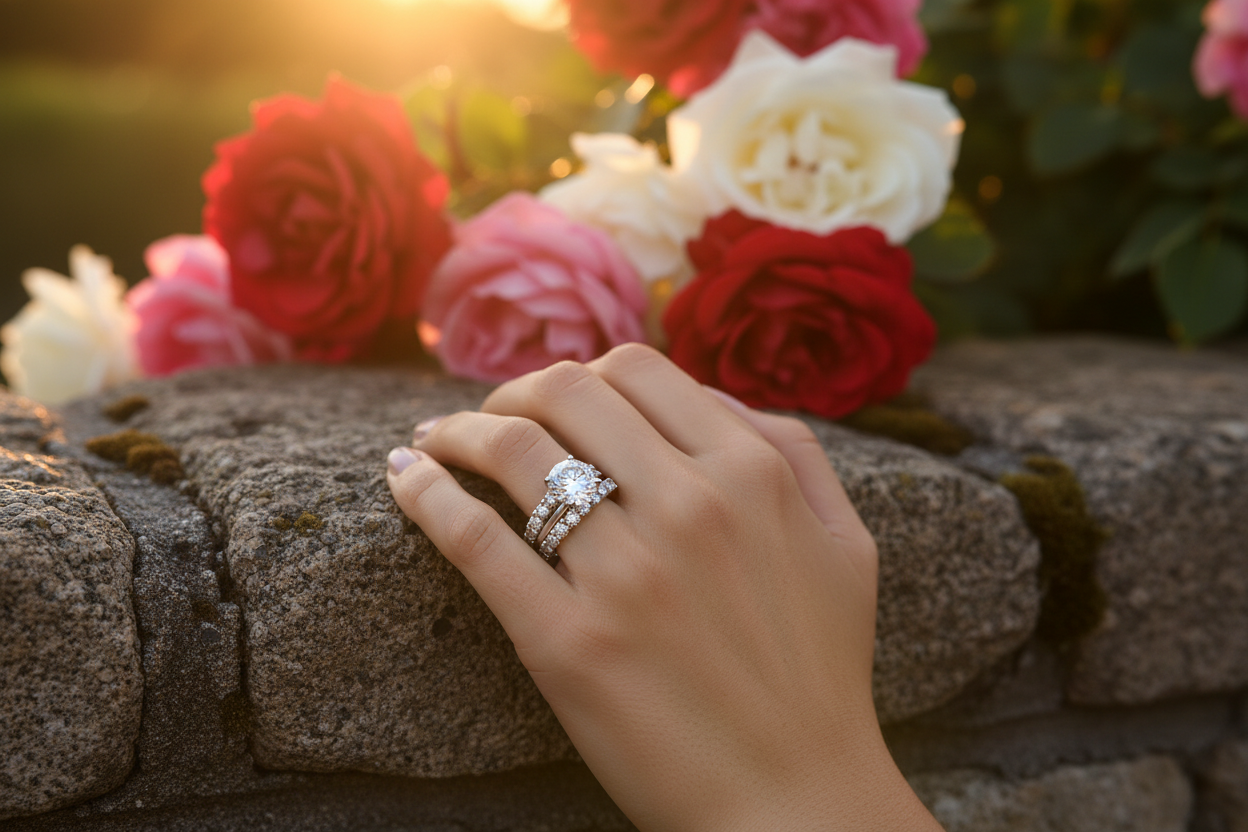 Time Vow Moissanite Ring Set – Stone Wall Roses