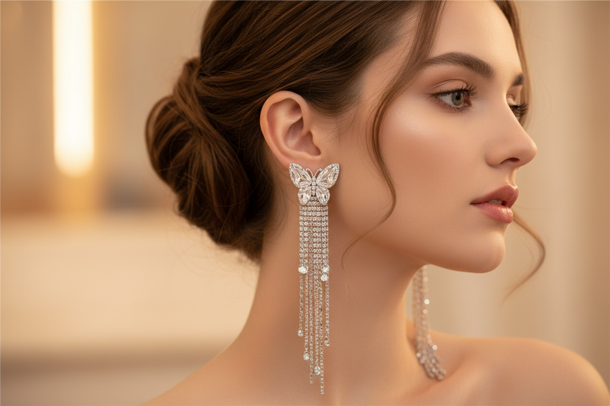 Butterfly Tassel Drop Earrings lifestyle wear