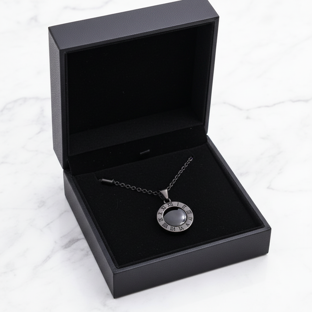 Korean Titanium Steel Pendant Necklace in luxury black gift box