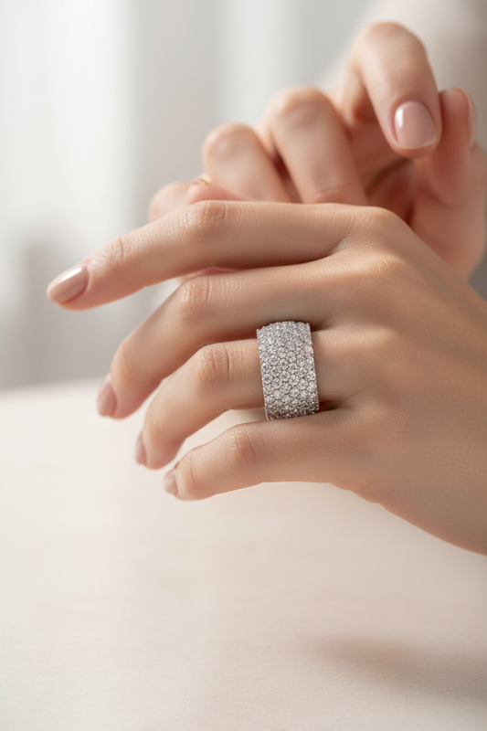Imperial Stack Wide Band Ring lifestyle hand shot